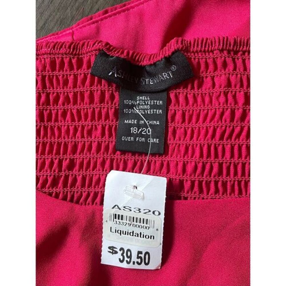 Ashley Stewart Stylish Red Puff Sleeve‎ Smocked Top Romantic Date Size 18/20 - Picture 3 of 3